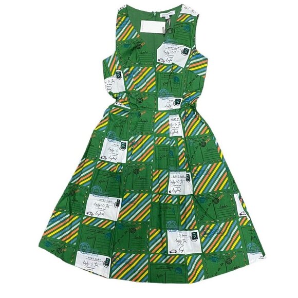 Emily & Fin Dress Sz XXS Green White Fit & Flare Cosplay Twee Preppy New - Picture 5 of 10